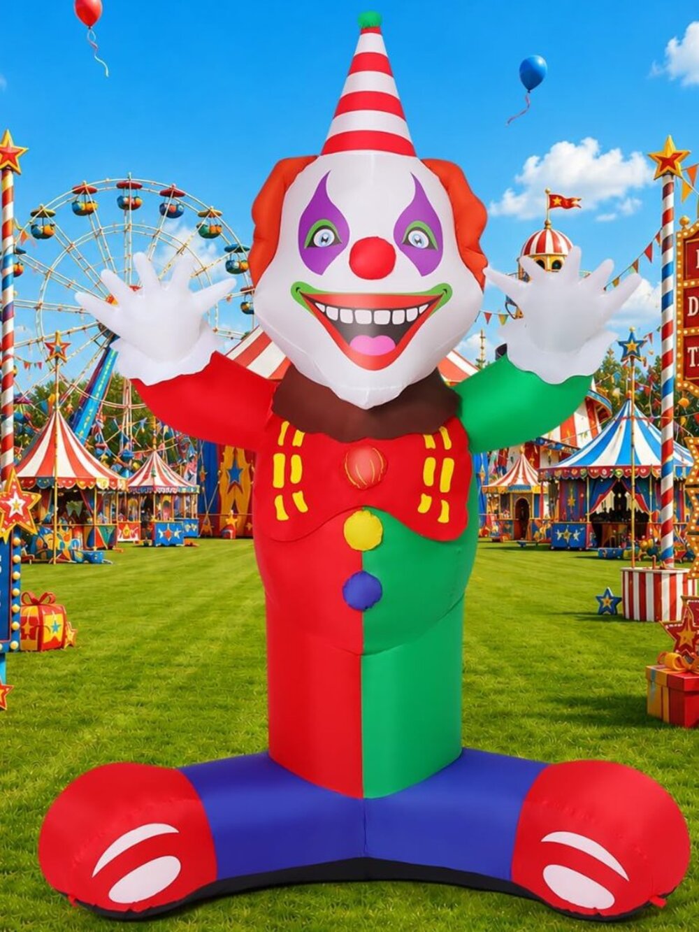 7 FT Carnival Clown Inflatable Circus Blow Up LED Lighted Yard Decor